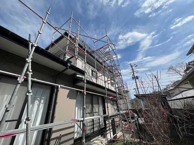 筑紫野市戸建て外壁塗装足場組み立て (1)